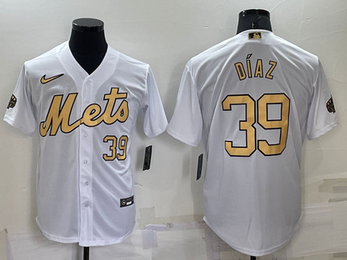 Men's New York Mets #39 Edwin Díaz 2022 All-Star White Cool Base Stitched Baseball Jersey